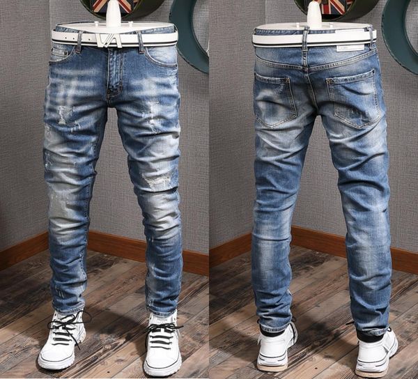 men039s blue jeans slim fit cut leg distressed embroidery applique patch vintage washed jean trousers male1755412
men039s blue jeans slim fit cut leg distressed embroidery applique patch vintage washed jean trousers male1755412