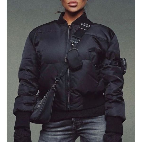8.21 fashion letter triangle zipper arm bag black stand collar women's parkas jacket
8.21 fashion letter triangle zipper arm bag black stand collar women's parkas jacket