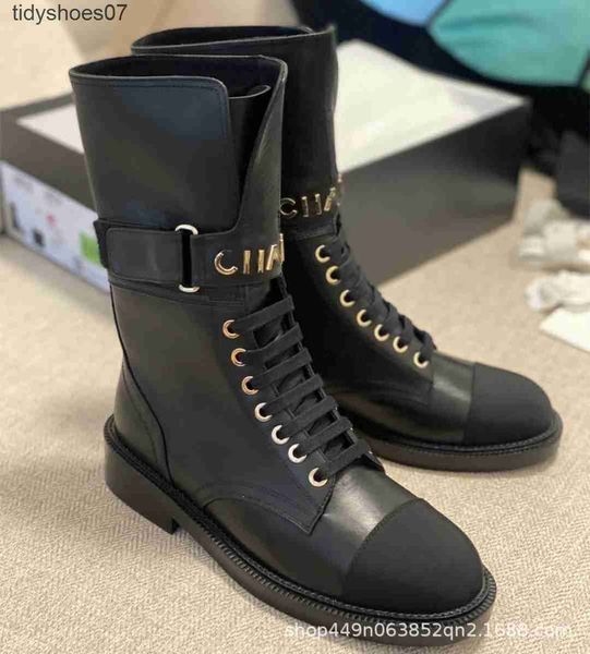 channel metal letter label mid barrel boots 2023 autumn/winter new buckle front tie thick heel women's shoes fashion boots, Black
channel metal letter label mid barrel boots 2023 autumn/winter new buckle front tie thick heel women's shoes fashion boots, Black
