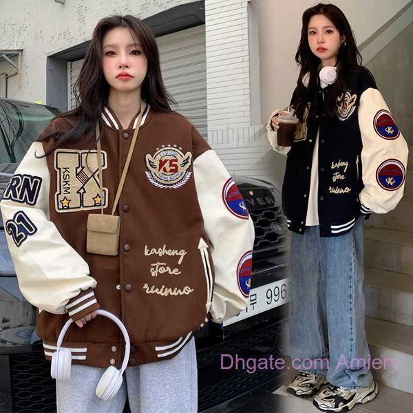 american embroidery womens jacket men's women's baseball jackets couple autumn vintage baseball jersey coat, Black;brown
american embroidery womens jacket men's women's baseball jackets couple autumn vintage baseball jersey coat, Black;brown