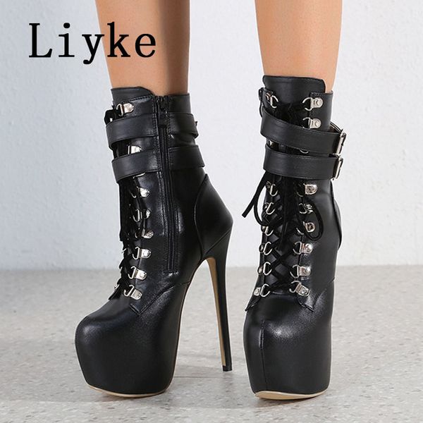 boots liyke autumn winter platform boots for women round toe buckle strap pole dance high heels pumps fashion lace-up runway shoe 230821, Black
boots liyke autumn winter platform boots for women round toe buckle strap pole dance high heels pumps fashion lace-up runway shoe 230821, Black