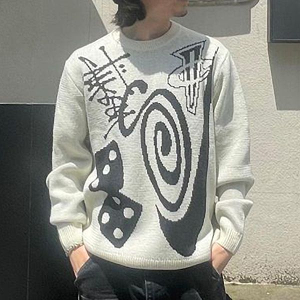 brand collab. knit crewneck sweater ivory casual oversize sweater men women hip hop streetwear mg230260, White;black
brand collab. knit crewneck sweater ivory casual oversize sweater men women hip hop streetwear mg230260, White;black