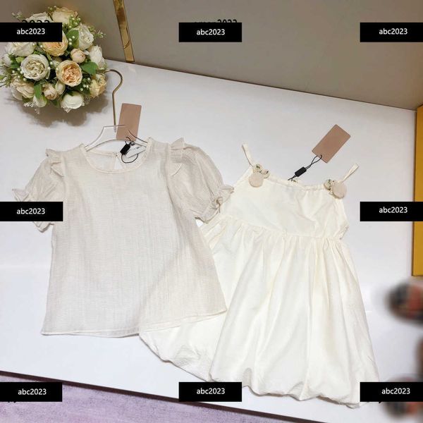 new summer tracksuits kids designer clothes girls' dress size 90-130 cm 2pcs petal sleeves round neck t-shirt and strap dress may10, White
new summer tracksuits kids designer clothes girls' dress size 90-130 cm 2pcs petal sleeves round neck t-shirt and strap dress may10, White