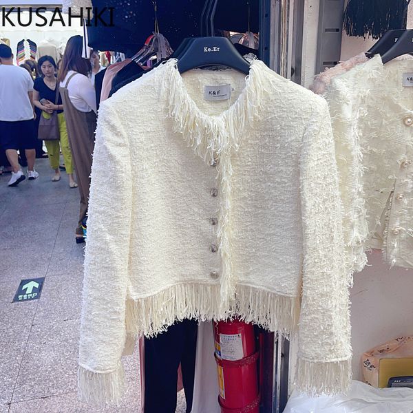 women's jackets kusahiki 2023 autumn fashion tassel coat women korean elegant long sleeve casual single breasted cardigan outwear 23082, Black;brown
women's jackets kusahiki 2023 autumn fashion tassel coat women korean elegant long sleeve casual single breasted cardigan outwear 23082, Black;brown