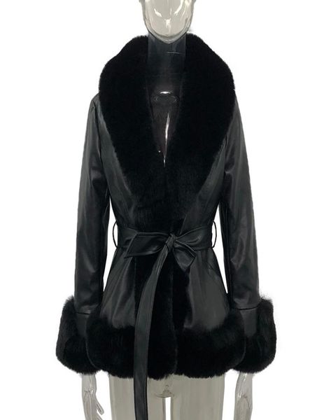 leather short jackets womens fashion tie belt waist coats women elegant side pockets faux fur jackets female ladies for mother034816790, Black
leather short jackets womens fashion tie belt waist coats women elegant side pockets faux fur jackets female ladies for mother034816790, Black