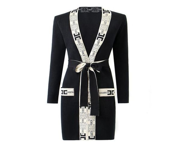 highquality french style vneck geometric pattern belt sweaters coat4121003, White;black
highquality french style vneck geometric pattern belt sweaters coat4121003, White;black