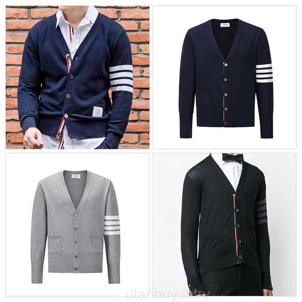 tb thom women's sweaters striped 4-bar v-neck cardigan men's winter sweater fashion brand causal harajuku slim jerseis, White;black
tb thom women's sweaters striped 4-bar v-neck cardigan men's winter sweater fashion brand causal harajuku slim jerseis, White;black
