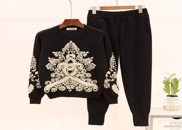 new autumn winter tracksuits set female beading diamonds long sleeve sweater knit pants 2pcs women autumns loose pullover trousers7069473, Gray
new autumn winter tracksuits set female beading diamonds long sleeve sweater knit pants 2pcs women autumns loose pullover trousers7069473, Gray
