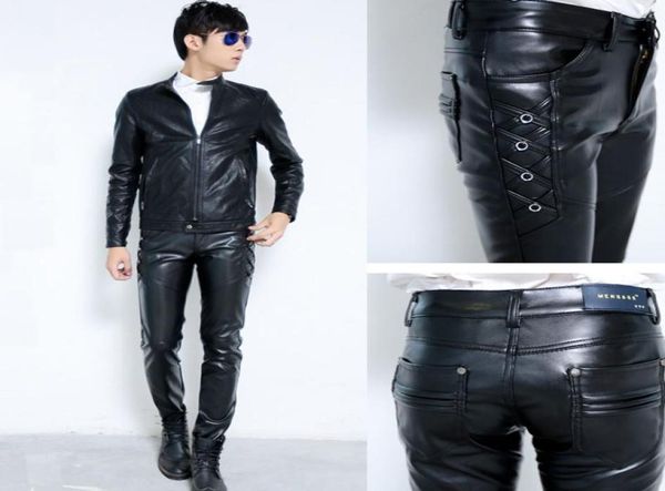 new mens elastic faux leather pants pu motorcycle ridding black slim fit trousers for male7507513
new mens elastic faux leather pants pu motorcycle ridding black slim fit trousers for male7507513