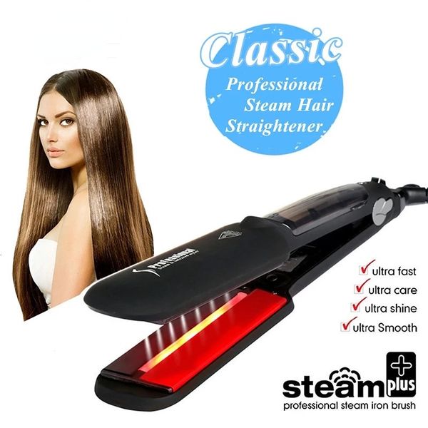 hair straighteners steam hair straightener professional ceramic vapor flat iron infrared dual voltage 2 inche wide plate fast heating stylin, Black
hair straighteners steam hair straightener professional ceramic vapor flat iron infrared dual voltage 2 inche wide plate fast heating stylin, Black