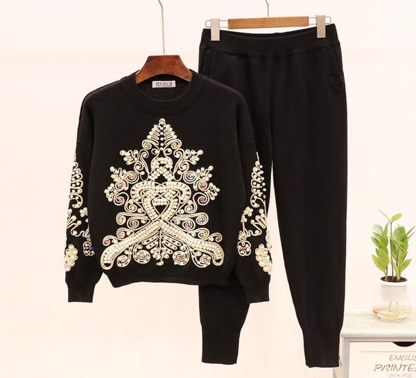 new autumn winter tracksuits set female beading diamonds long sleeve sweater knit pants 2pcs women autumns loose pullover trousers2230442, Gray
new autumn winter tracksuits set female beading diamonds long sleeve sweater knit pants 2pcs women autumns loose pullover trousers2230442, Gray