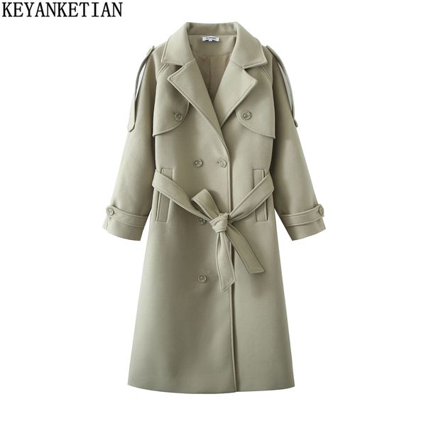 womens wool blends keyanketian long padded woolen oversize winter coat light green oversize with belt double breasted trench 230818, Black
womens wool blends keyanketian long padded woolen oversize winter coat light green oversize with belt double breasted trench 230818, Black