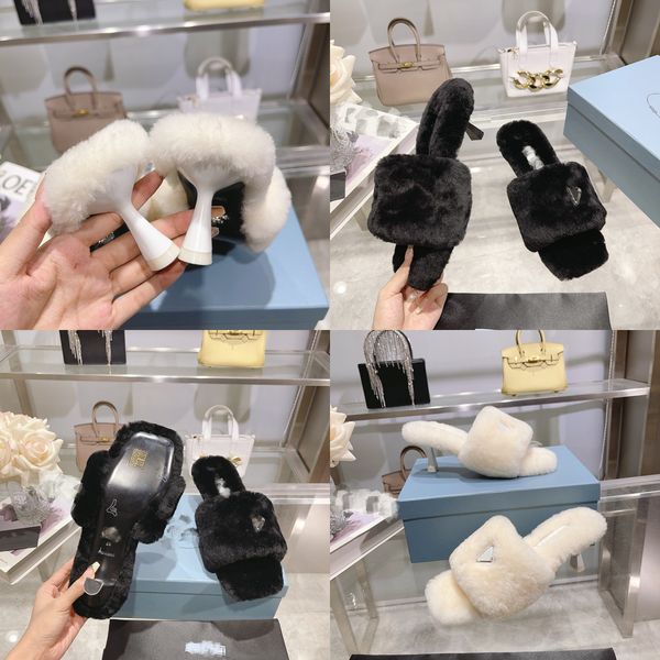 designer fur slippers classic metal triangle buckle embellished lined soft sheepskin wool mid-heel sandals 6.5cm mule pump shoes designer fa, Black
designer fur slippers classic metal triangle buckle embellished lined soft sheepskin wool mid-heel sandals 6.5cm mule pump shoes designer fa, Black