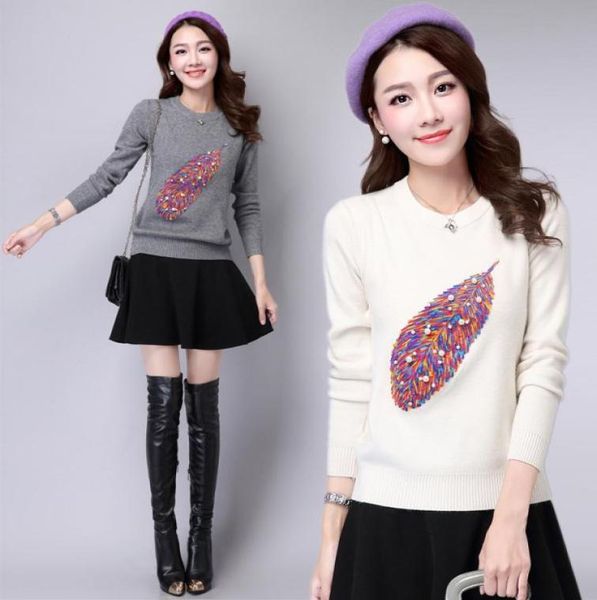women autumn fashion o neck embroidery beading pullover sweater ladies knitted brife sweaters female winter knitwear outfit y6693752, White;black
women autumn fashion o neck embroidery beading pullover sweater ladies knitted brife sweaters female winter knitwear outfit y6693752, White;black