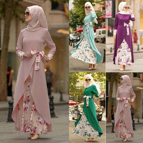 spring and summer womens printed long dress middle east round neck sleeve, Black;gray
spring and summer womens printed long dress middle east round neck sleeve, Black;gray
