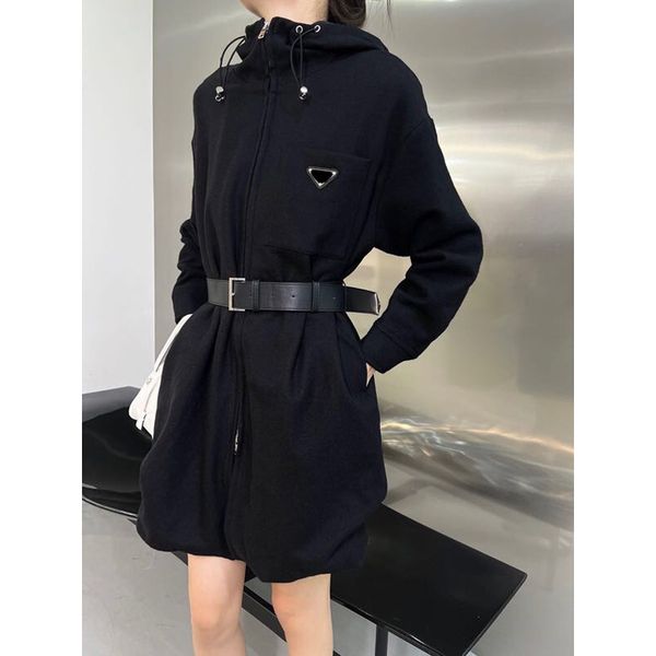 8.21 fashion letter triangle leather belt long sleeve hooded drawstring zipper black dress women, Black;gray
8.21 fashion letter triangle leather belt long sleeve hooded drawstring zipper black dress women, Black;gray