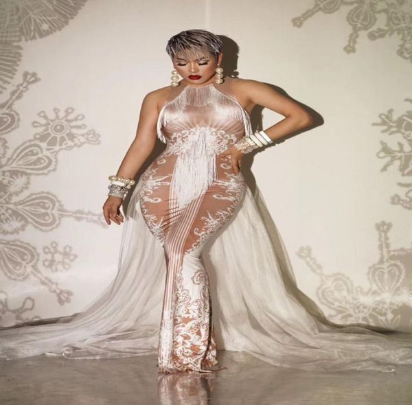 european vintage white fringe printing tail long dress bar nightclub singer host performance outfit host model catwalk tassel dres1333008, Black 
european vintage white fringe printing tail long dress bar nightclub singer host performance outfit host model catwalk tassel dres1333008, Black