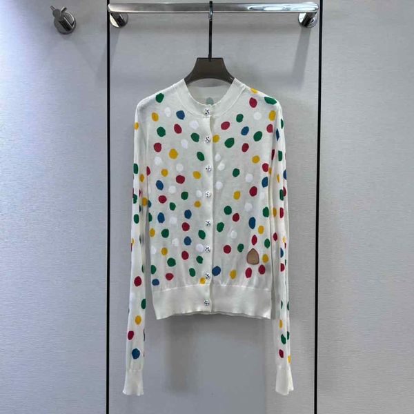womens knits tees spring and summer handpainted polka dot decoration longsleeved crewneck cardigan 230818, White
womens knits tees spring and summer handpainted polka dot decoration longsleeved crewneck cardigan 230818, White