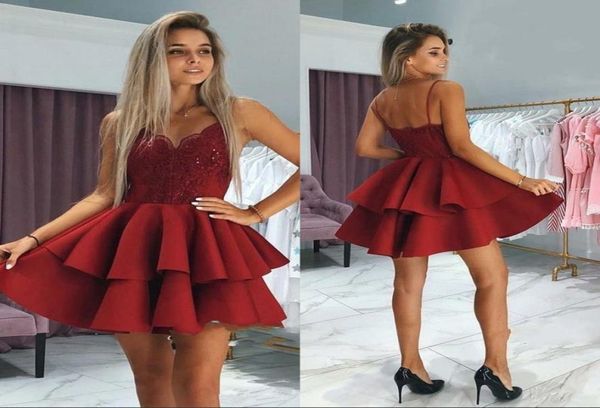 new dark red homecoming dresses with spaghetti straps tiered skirts sequins lace appliqued short prom formal gown bc00025625329, Blue;pink
new dark red homecoming dresses with spaghetti straps tiered skirts sequins lace appliqued short prom formal gown bc00025625329, Blue;pink