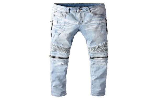 men039s light blue bandanna paisley printed patchwork biker jeans streetwear zippers stretch denim skinny pants4829884
men039s light blue bandanna paisley printed patchwork biker jeans streetwear zippers stretch denim skinny pants4829884
