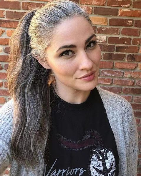 natural pepper and salted silver grey drawstring human hair ponytail extension wraps clip in gray wet and wavy straight pony tail hairpiece, Black
natural pepper and salted silver grey drawstring human hair ponytail extension wraps clip in gray wet and wavy straight pony tail hairpiece, Black