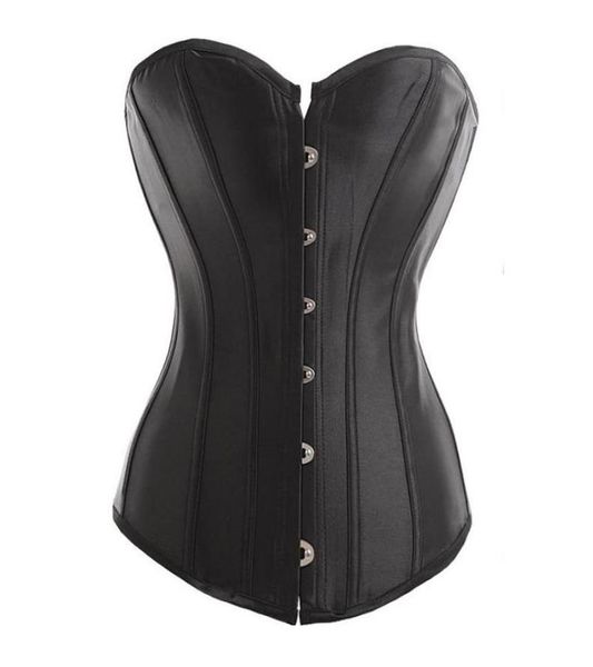 women black strapless satin boned corset overbust bustier steel buckle front and lace up back 81989619196, Black;white
women black strapless satin boned corset overbust bustier steel buckle front and lace up back 81989619196, Black;white