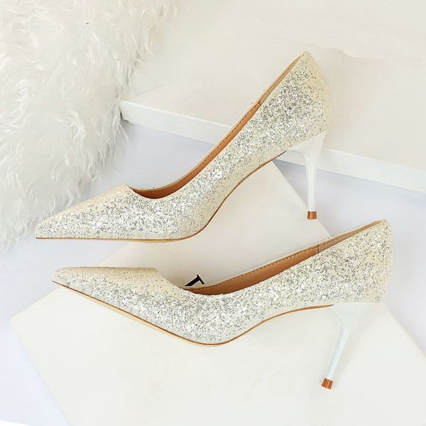 fashion nightclub slim high heel shoes women's shoes thin heel high heel fashion shining sequin single shoes size 34-43, Black
fashion nightclub slim high heel shoes women's shoes thin heel high heel fashion shining sequin single shoes size 34-43, Black