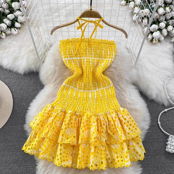 casual dresses summer halter hollow out embroidery dress women's sleeveless open back ruffles stretch holiday ball gown 2616, Black;gray
casual dresses summer halter hollow out embroidery dress women's sleeveless open back ruffles stretch holiday ball gown 2616, Black;gray