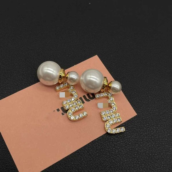 

Top Designer MiuMiu Fashion Earrings New Pearl Letter Diamond Female French Style Simple Tiktok Silver Needle Earrings Valentine's Day gifts Accessories Jewelry