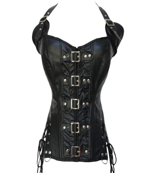 women steampunk leather corsets lingerie clubwear gothic buckles halterneck pu leather black bustier corsets with buckles and7020100, Black;white
women steampunk leather corsets lingerie clubwear gothic buckles halterneck pu leather black bustier corsets with buckles and7020100, Black;white