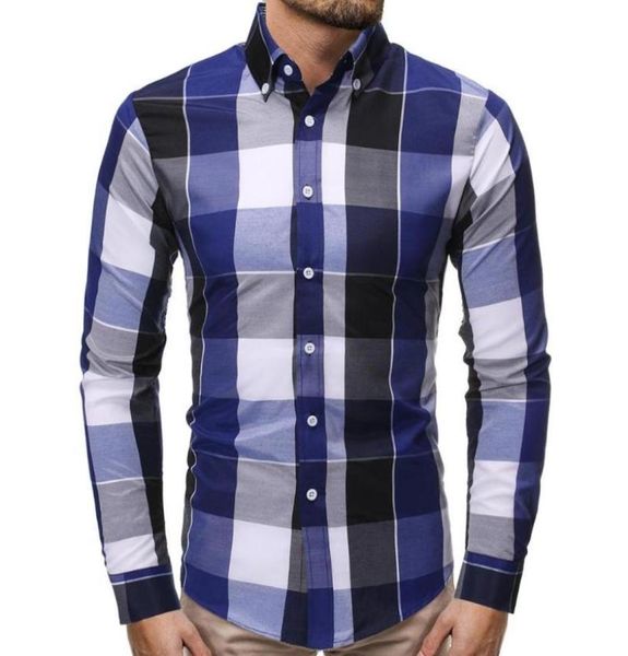 plaid shirt for men long sleeve slim fit fashion men039s shirt casual dress blouse men red blue new8992135, White;black 
plaid shirt for men long sleeve slim fit fashion men039s shirt casual dress blouse men red blue new8992135, White;black