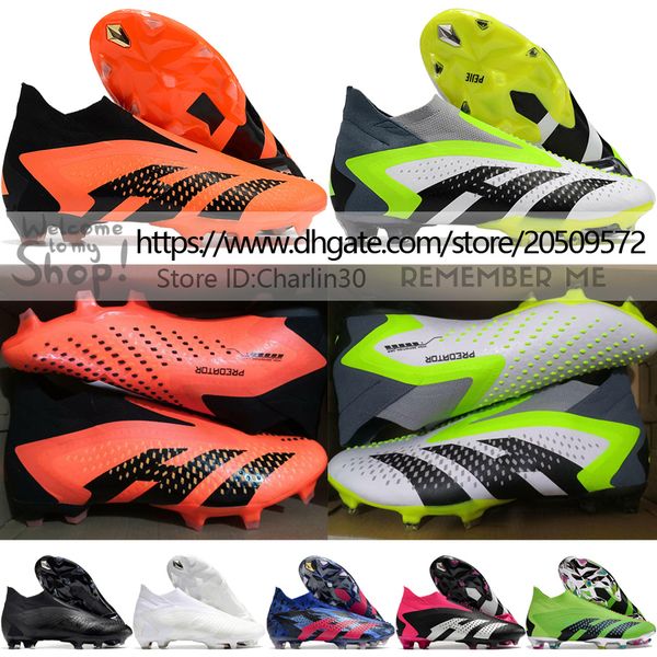 send with bag quality soccer boots predator accuracy fg laceless high ankle socks football cleats mens firm ground soft leather trainers soc, Black
send with bag quality soccer boots predator accuracy fg laceless high ankle socks football cleats mens firm ground soft leather trainers soc, Black