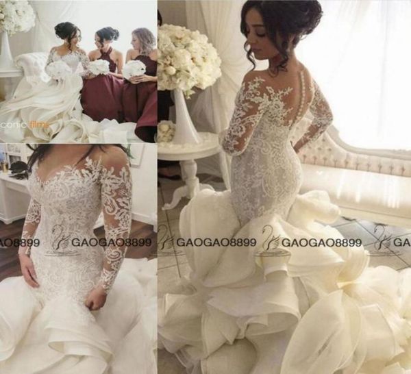 steven khalil 2019 luxury ruffles cathedral train mermaid wedding dresses with long sleeves middle east plus size lace organza wed8641131, White
steven khalil 2019 luxury ruffles cathedral train mermaid wedding dresses with long sleeves middle east plus size lace organza wed8641131, White