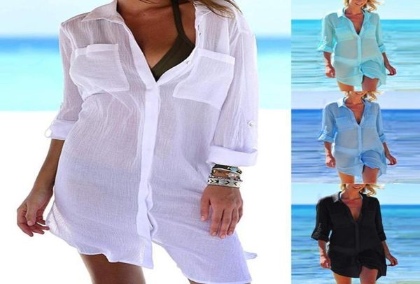 women039s beach blouse summer button swimsuit pocket shirts sunscreen cover up female pareo 12373449, White
women039s beach blouse summer button swimsuit pocket shirts sunscreen cover up female pareo 12373449, White