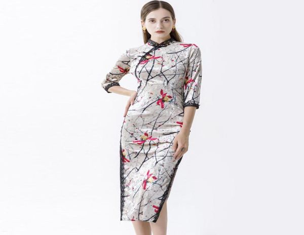 womens vintage dresses stand collar 3 4 sleeves printed lace piping side split printed velvet chinese style qipao dresses9214391, Black
womens vintage dresses stand collar 3 4 sleeves printed lace piping side split printed velvet chinese style qipao dresses9214391, Black