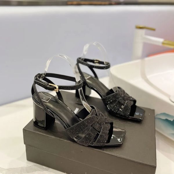 new fashion crystal embellished sandals ankle strap chunky heel women's shoes shiny woven high heel square toe sandals factory footwear, Black
new fashion crystal embellished sandals ankle strap chunky heel women's shoes shiny woven high heel square toe sandals factory footwear, Black