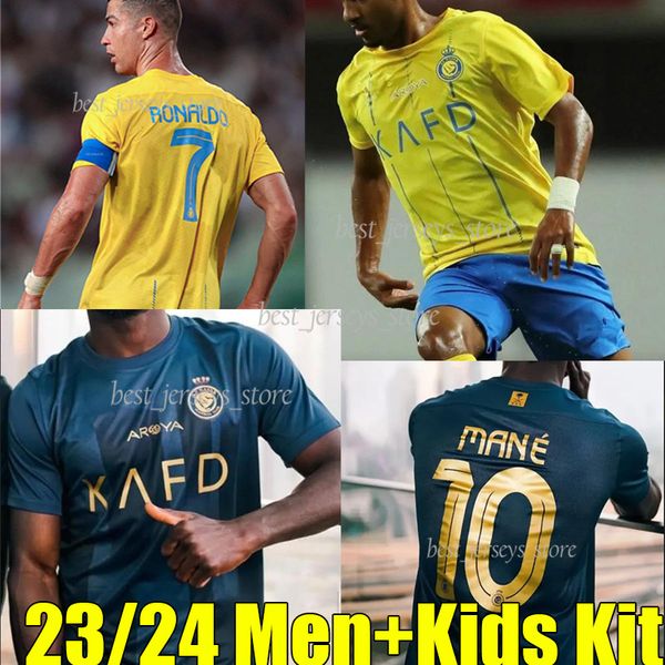 23/24 al nassr fc soccer jerseys ronaldos 2023 2024 cr7 mane brozovic ghareeb talisca telles masharipov lajami ospina men kids kit football, Black;yellow
23/24 al nassr fc soccer jerseys ronaldos 2023 2024 cr7 mane brozovic ghareeb talisca telles masharipov lajami ospina men kids kit football, Black;yellow