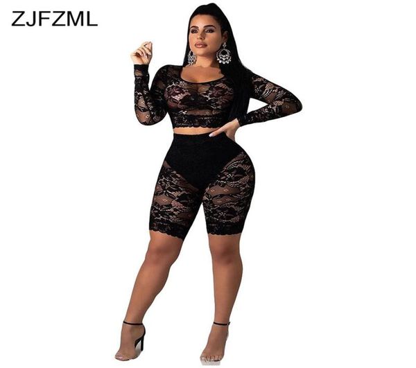 two piece women matching sets long sleeve crop and biker shorts black white lace see through club outfits women039s pa9121781
two piece women matching sets long sleeve crop and biker shorts black white lace see through club outfits women039s pa9121781