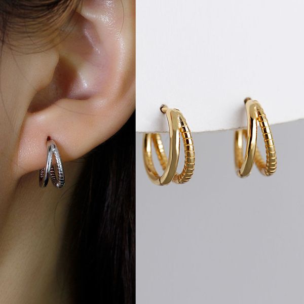 925 sterling silver fashion simple double huggies hoop earrings for women classic european hip hop party piercing jewelry, Golden;silver
925 sterling silver fashion simple double huggies hoop earrings for women classic european hip hop party piercing jewelry, Golden;silver