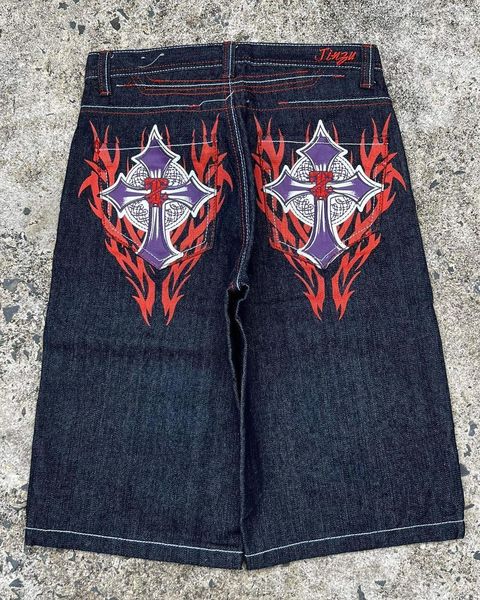 men's shorts summer casual denim shorts men street punk hip hop cross print jorts shorts y2k vintage trendy baggy knee length pants 230, White;black
men's shorts summer casual denim shorts men street punk hip hop cross print jorts shorts y2k vintage trendy baggy knee length pants 230, White;black