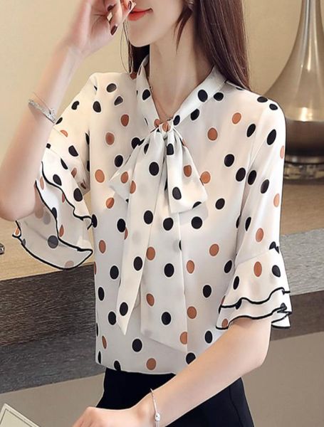 women039s summer blouses blusas mujer de moda 2019 short sleeve dot chiffon blouse women ladies womens and blouses b39436620, White
women039s summer blouses blusas mujer de moda 2019 short sleeve dot chiffon blouse women ladies womens and blouses b39436620, White