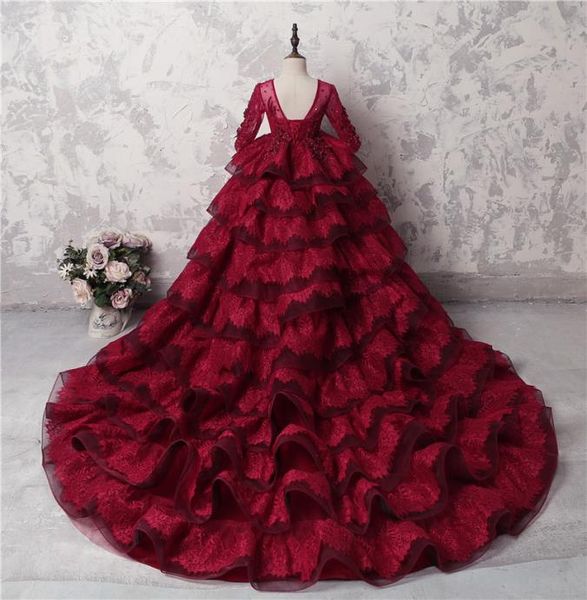 amazing multilayer girls pageant gowns dark red lace long sleeves appliques beads flower girl dresses for wedding long train part2218869, White;blue
amazing multilayer girls pageant gowns dark red lace long sleeves appliques beads flower girl dresses for wedding long train part2218869, White;blue