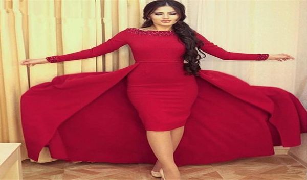 elegant prom dresses long sleeve beaded scoop neck robe de soiree knee length sheath short evening party gowns with overskirt2075108, Black;red
elegant prom dresses long sleeve beaded scoop neck robe de soiree knee length sheath short evening party gowns with overskirt2075108, Black;red
