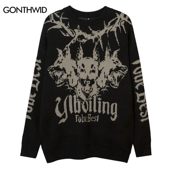 men's sweaters vintage knitted sweater streetwear y2k grunge hip hop graphic punk gothic pullover oversized jumpers harajuku fashion co, White;black
men's sweaters vintage knitted sweater streetwear y2k grunge hip hop graphic punk gothic pullover oversized jumpers harajuku fashion co, White;black