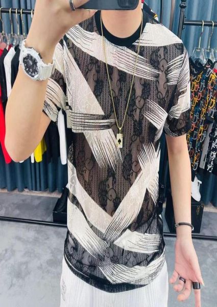 men039s tshirts summer lace hollow print short sleeve t shirt men 2021 breathable casual slim tshirt streetwear oneck t5020383, White;black
men039s tshirts summer lace hollow print short sleeve t shirt men 2021 breathable casual slim tshirt streetwear oneck t5020383, White;black