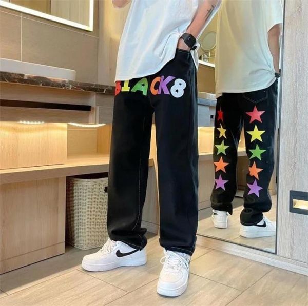 men039s jeans hip hop letter printing for men high street star black women loose straight hearts pants moto trousemen039s3995316, Blue
men039s jeans hip hop letter printing for men high street star black women loose straight hearts pants moto trousemen039s3995316, Blue