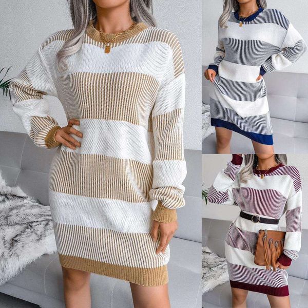 autumn and winter striped casual loose sweater skirt knitted dress womens wear, Black;gray
autumn and winter striped casual loose sweater skirt knitted dress womens wear, Black;gray