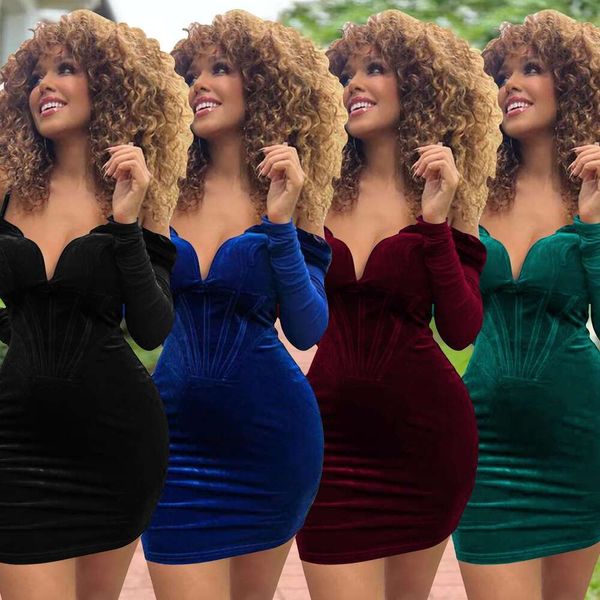 fashion womens clothing net long sleeve v neck velvet sling dress, Black;gray
fashion womens clothing net long sleeve v neck velvet sling dress, Black;gray