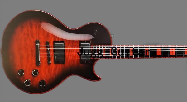 quilted maple deep red window explosive electric guitar ebony fingerboard, red binding, red inl258
quilted maple deep red window explosive electric guitar ebony fingerboard, red binding, red inl258