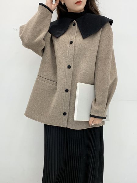 womens wool blends doublesided cashmere overcoat splice doll collar shorty short angora cachmere overcoating loose coat women lolita 230818, Black
womens wool blends doublesided cashmere overcoat splice doll collar shorty short angora cachmere overcoating loose coat women lolita 230818, Black